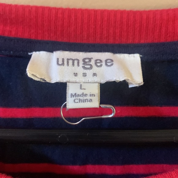 Umgee red and blue stripe long sleeve dress very comfortable size large L - Picture 2 of 2